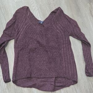 American Eagle Outfitters Maroon V-Neck Sweater
